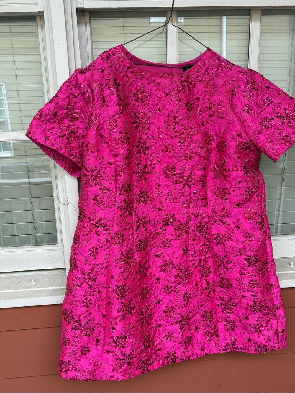 Fashion Nova Fuchsia Embellished Short-Sleeve Dress